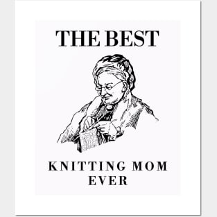 THE BEST KNITTING CRAFTS MOM LINE ART SIMPLE VECTOR STYLE, MOTHER OLD TIMES Posters and Art